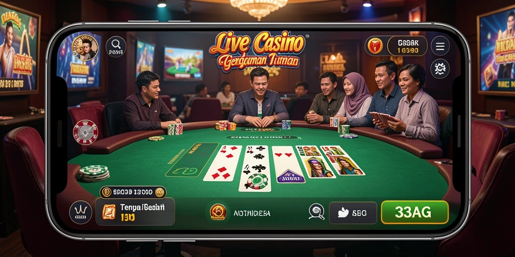 Screenshot dari gameplay Live Casino yang mendebarkan dan interaktif.