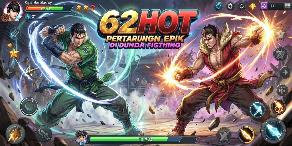 Tangkapan layar gameplay 62HOT tampilkan aksi pertarungan yang mendebarkan.