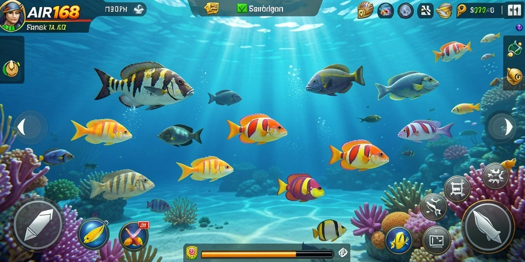 Tampilan gameplay Tembak Ikan di AIR168 yang seru dan mendebarkan.