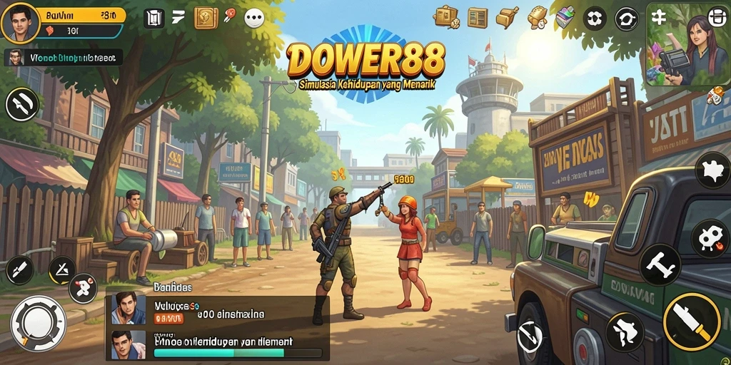 Screenshot gameplay DOWER88 dengan interaksi karakter yang menarik.
