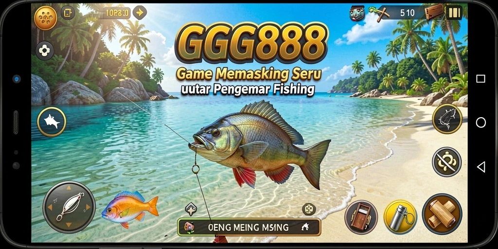 Screenshot gameplay GGG888 menampilkan aksi memancing yang seru.