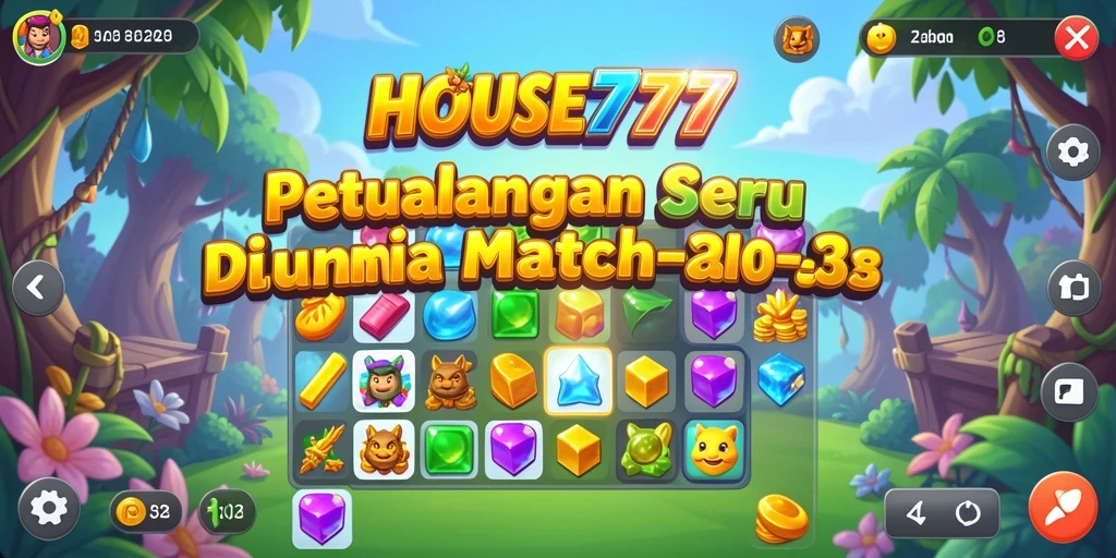 Gameplay seru HOUSE777 dengan level Match-3 yang menantang.
