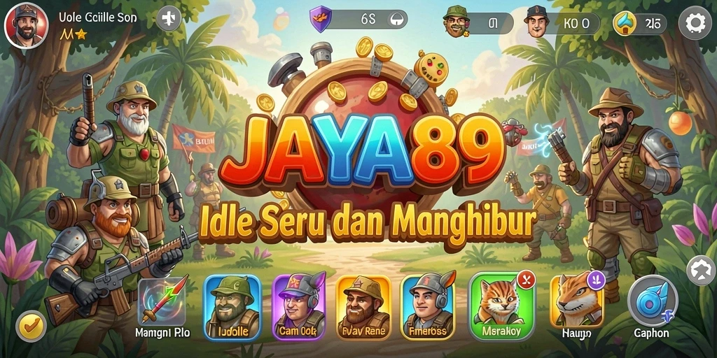 Screenshot utama JAYA89 menampilkan gameplay Idle yang seru dan penuh warna.