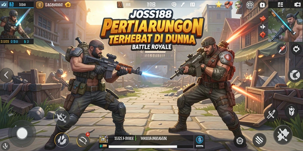 Screenshot JOSS188 menunjukkan aksi pertarungan intens dalam arena Battle Royale.