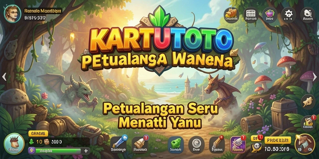 Tangkapan layar KARTUTOTO menunjukkan karakter dalam aksi menjelajahi dunia petualangan.