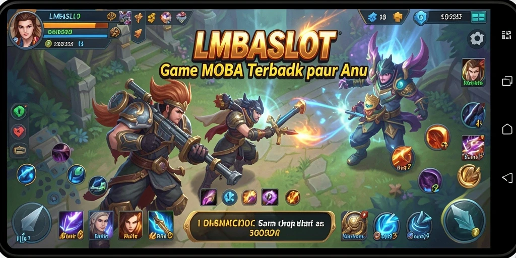 Tampilan menarik gameplay LMBASLOT dalam aksi saat bertarung di arena MOBA.