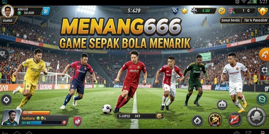 Tampilan utama gameplay MENANG666 yang menampilkan aksi sepak bola nyata.