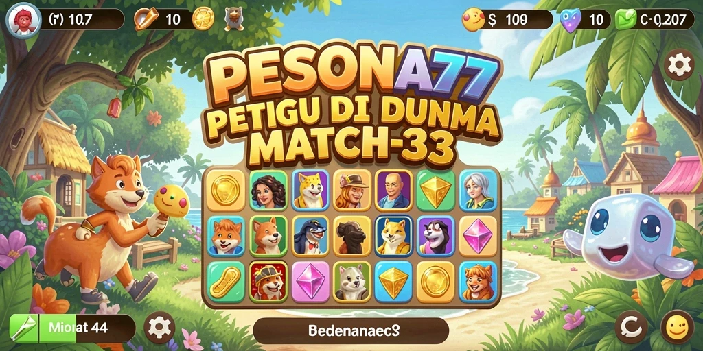Gameplay PESONA77 yang menarik dan penuh warna dalam misi Match-3.