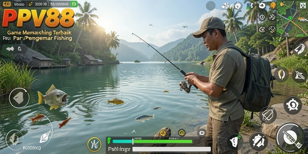 Screenshot gameplay PPV88 menunjukkan aksi memancing yang menegangkan.