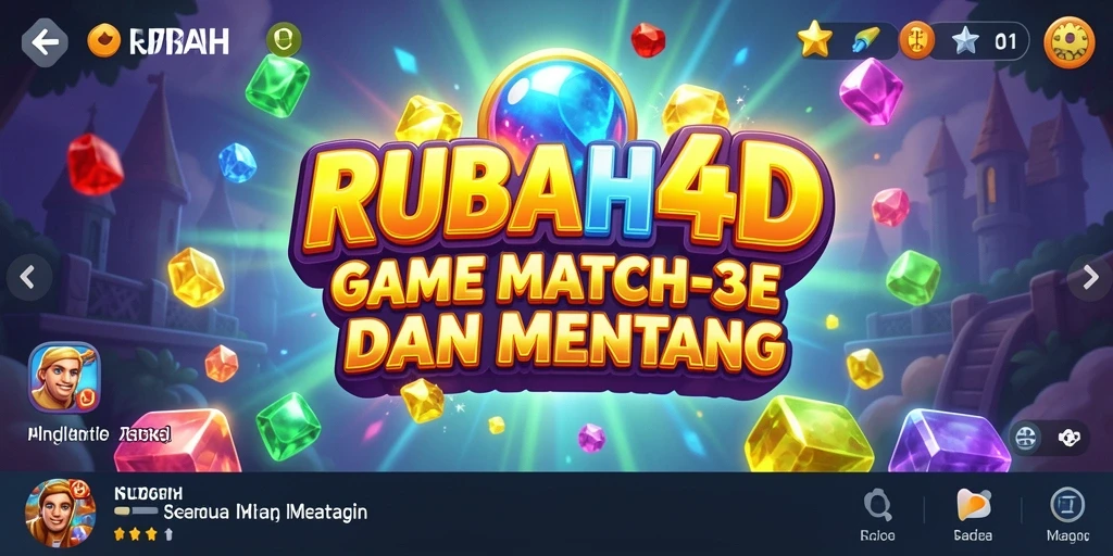 Screenshot gameplay RUBAH4D menampilkan keseruan saat mencocokkan batu permata.
