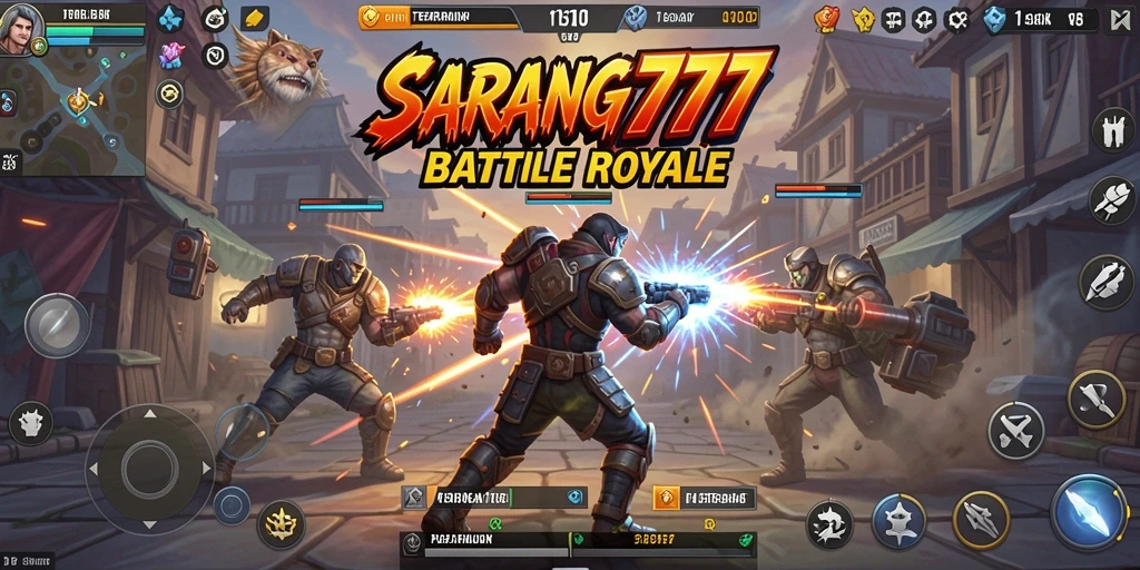 Tangkapan layar pertarungan hebat dalam SARANG777 Battle Royale.