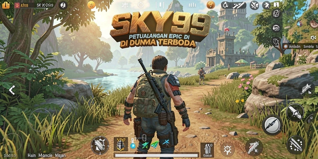 Tampilan screenshot dari <strong>SKY99</strong> menunjukkan eksplorasi luas dunia terbuka.