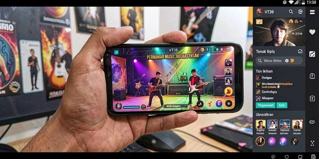 Tampilan gameplay VT38 yang penuh warna dan interaktif.