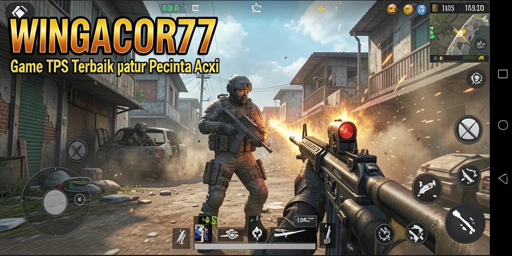 Screenshot utama WINGACOR77 menampilkan aksi seru di medan perang TPS.