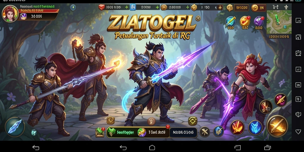 Screenshot utama ZIATOGEL menampilkan aksi pertempuran seru dalam dunia RPG.