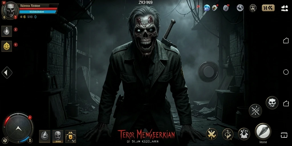 Screenshot ZK9 yang menunjukkan suasana mencekam dan gameplay yang intens.